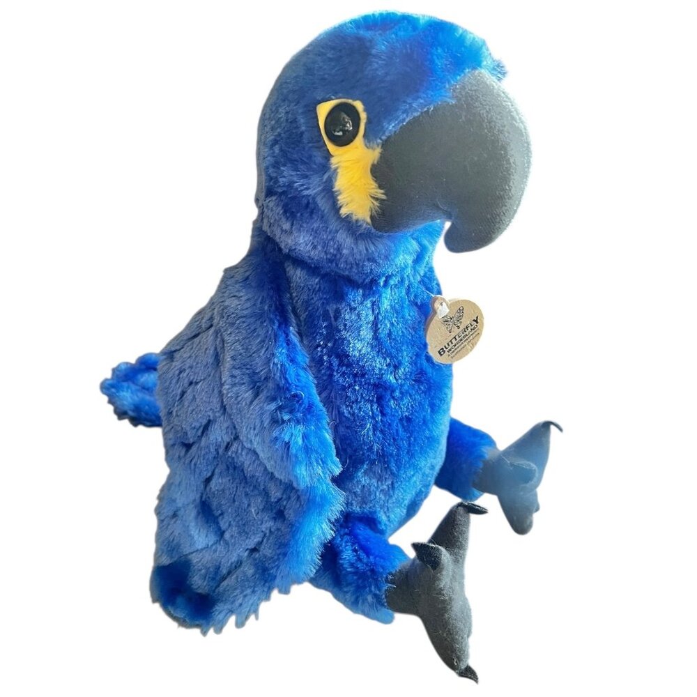 Wild Republic Blue Parrot Plush 11" Tall With Butterfly Wonderland Scottsdale AZ
